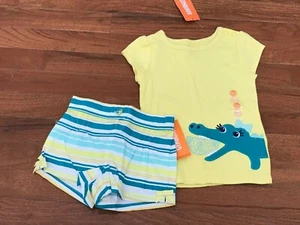 New Gymboree Infant Yellow Alligator Smile Top and Striped Short 18-24 months - Picture 1 of 8