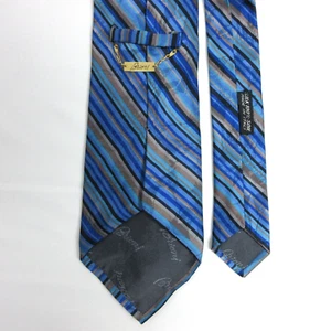Brioni Silk Tie Made Italy Men 58 in Stripe Regimental Gray Blue Midnight Sky - Picture 1 of 7
