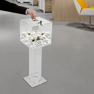 Acrylic Suggestion Box, Acrylic Donation Box, Clear Box for Donation & Ballot - Picture 1 of 22