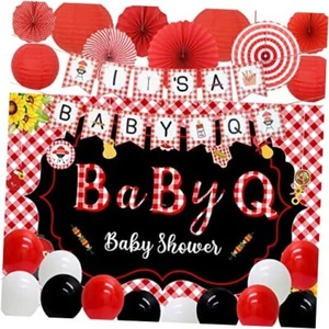 BBQ Baby Shower Decorations Baby Q Party Decorations BBQ Banner Paper Supplies - Picture 1 of 7