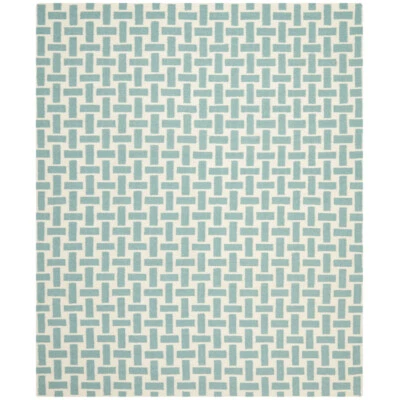 SAFAVIEH Dhurries DHU201A Handwoven Turquoise /Ivory Rug - Image 1 of 4