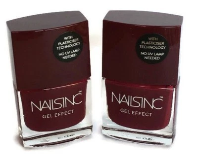 2x Nails inc Gel effect Kensington high street Nail Polish red wine Burgundy