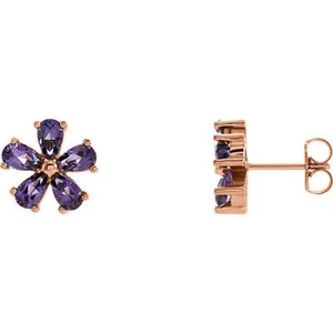 Pendientes de amatista en oro rosa de 14 K - Imagen 1 de 2
