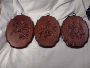 Vintage 70’s Bird Wall Decor Set of 3 Wood Plaques  - Picture 1 of 4