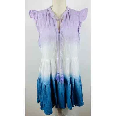 Vestido feminino Impressions roxo branco azul tamanho M casual estilo boho - Imagem 1 de 4