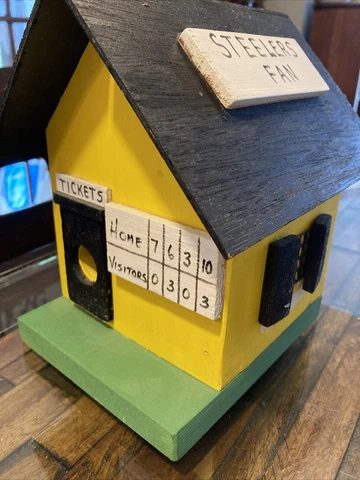 Bird House Steeler Fan. 8 x 6 1/2 Black Gold Football Cover