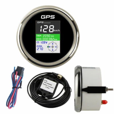 Digital GPS Speedometer Odometer MPH Knots kph Voltmeter Speedo Gauge White LED - Image 1 of 4