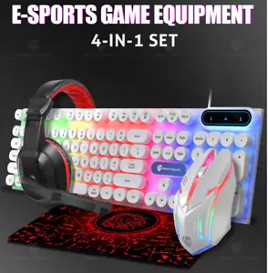 4 In 1 Gamer Set Aluminium Alloy Panel Blue Axis RGB Backlight Gaming Mechanical - Picture 1 of 14