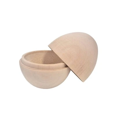 Wooden Surprise Egg Gift Box – Natural Two-Part Craft Egg Container - Image 1 of 3