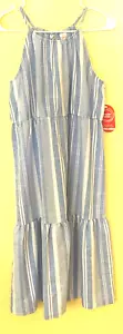 Wonder Nation Girls Woven Maxi SunDress Blue Stripe Size XL Plus (14-16) - Picture 1 of 10