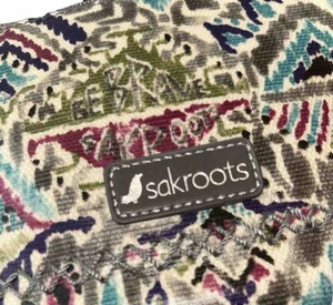 Sakroots The Sak grau Boho Kalbsleder Textil Geldbörse Tasche Künstler Kreis neu ohne Etikett Vogel - Bild 1 von 6