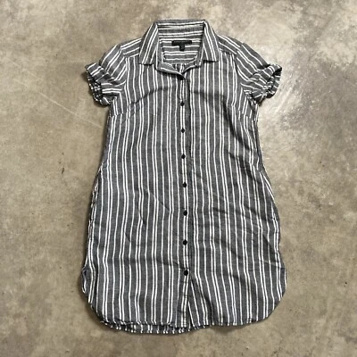 Vestido Camisa Banana Republic Mujer 0 Pequeño Puño Rollo SS Botón Cuello Lino Foto 1 de 4