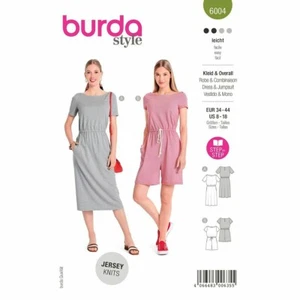 BURDA 6004 MISSES DRESS & JUMPSUIT Sewing Pattern Sizes 8 - 18 Skill: EASY - Picture 1 of 8