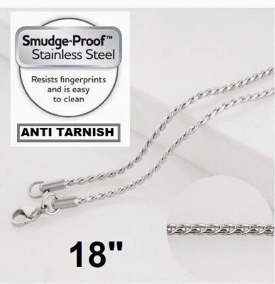 Corrente de aço inoxidável serpentina anti mancha nunca desbota fecho lagosta 18" 2,5mm novo - Imagem 1 de 4