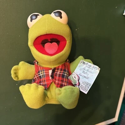 De colección 1988 McDonald's Bebé Kermit la Rana Peluche Papá Noel Sombrero Chaleco a Cuadros Navidad 7" Foto 1 de 3