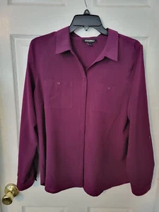 Roz and Ali Purple Blouse Long Sleeve- Size L - Preowned - Picture 1 of 2