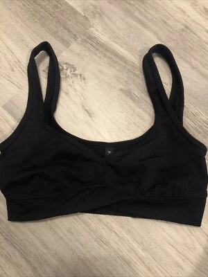 Top de bikini de natación deportivo acanalado For Love & Lemons talla pequeña negro Foto 1 de 4