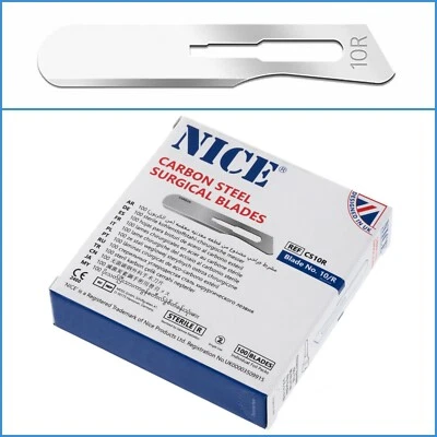 100 piezas Nº Hoja de mantequilla de bisturí quirúrgico de acero al carbono estéril 10R Dermaplaning Foto 1 de 3