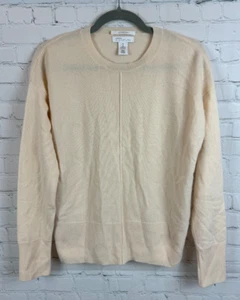 NORDSTROM SIGNATURE 100% cashmere ivory knit sweater pullover size M - Picture 1 of 6