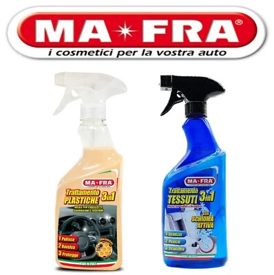 ✔MA-FRA TRATTAMENTO KIT PULIZIA RINNOVA TESSUTI INTERNI PLASTICHE ESTERNI AUTO