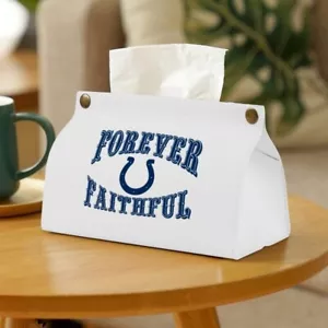 Forever Faithful Indianapolis Colts Fan Tissue Bag PU Material Home Decoration - Picture 1 of 8