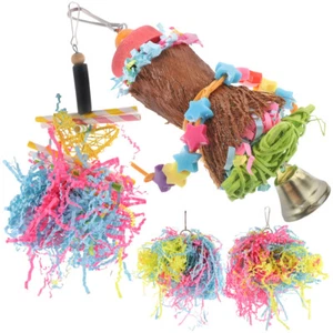 4 Pcs Parrot Chew Toy Wooden Budgie Toys Cage Bird Parrots Chewing Hanging - Picture 1 of 12