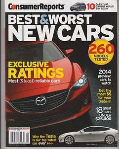 CONSUMER REPORTS BEST&WORST NEW CARS 2014,Exclusive Ratings Most(&least) Reliabl - Picture 1 of 1