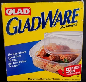 GladWare Tight Sealing Containers Entree Set Clear 5 Containers 25 Oz 1999 NOS - Picture 1 of 14