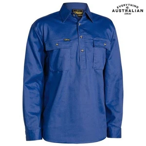 Bisley BSC6433 Closed Front Cotton Drill Shirt Royal - Picture 1 of 3