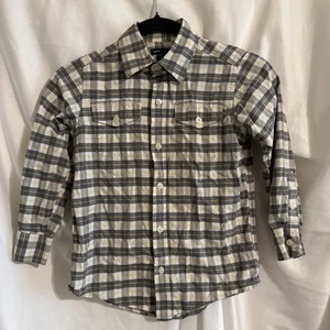 Gap Kids Boys Long Sleeve Button Up Shirt Size Small Yellow Gray Plaid - Picture 1 of 4