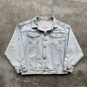 Vintage 90’s Guess Jeans Made In Usa Trucker Jean Jacket Women’s XL Light Wash  - Picture 1 of 6