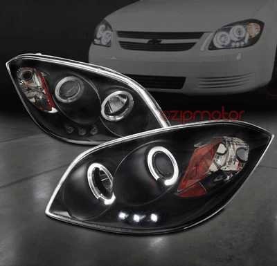 05-10 CHEVROLET COBALT/07-09 PONTIAC G5 HALO LED PROJECTOR HEADLIGHTS LAMP BLACK - Image 1 of 4
