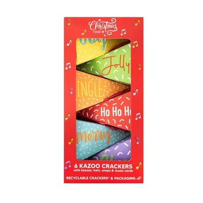 CAROUSEL HOME Pyramid Kazoo Christmas Crackers | Set of 6 Musical Game Family Crackers Game
