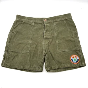 Pantaloncini Birdwell Beach Britches in velluto a coste verde oliva con bottoni a mosca 33x5" Made in USA - Foto 1 di 14