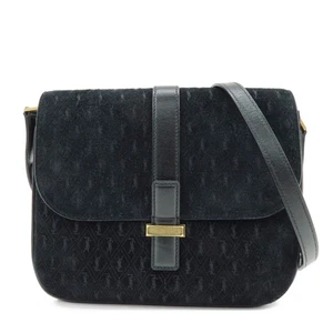 SAINT LAURENT PARIS Le Monogram Suede Leather Shoulder Bag Black Auth Used F/S - Picture 1 of 24
