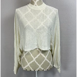 WILFRED Linen Blend Dolman Sleeve Crop Top Size XS Ivory Lightweight High Neck - Bild 1 von 10