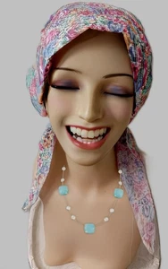 PRE-LEGATO .Cappello elasticizzato berretto chemio cancro turbante 100% cotone IN OFFERTA! - Foto 1 di 8