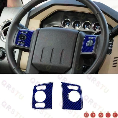 Cubierta de volante de fibra de carbono azul para Ford F-250/350/450/550/650/750 tipo F Foto 1 de 4