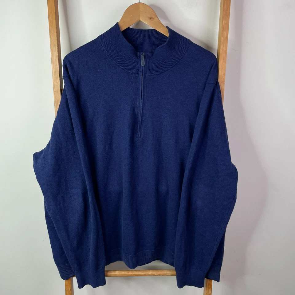 Vineyard Vines Jumper Mens 2XB Blue Mock Neck Knit Cashmere Half Zip Outdoor - Image 1 of 4