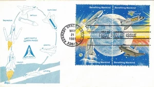 1981 FDC, #1913-1914 & 1917-1918, 18c Space Achievement, Bazaar, block of 4 - Picture 1 of 1