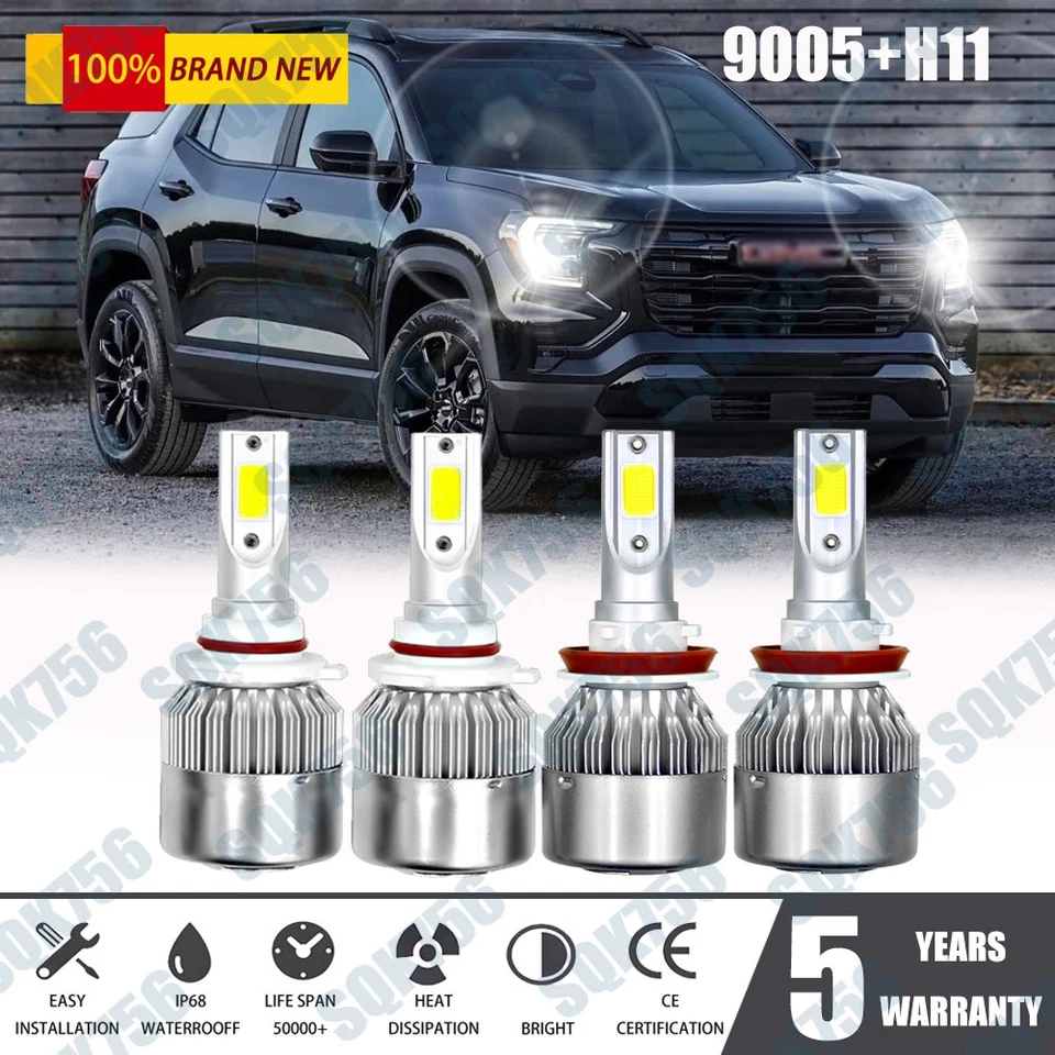 Для GMC Terrain 2010 2011 2012 2013 2014 2015 4x светодиодные лампы дальнего/ближнего света - Изображение 1 из 4