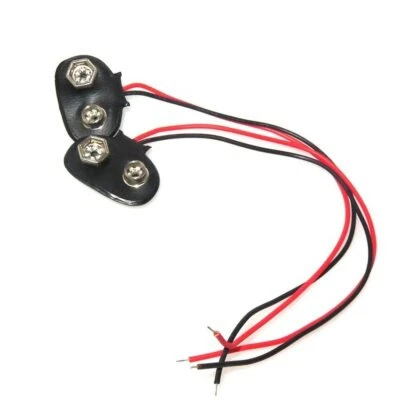 2 peças conector clipe de bateria Snap 9V (9 volts) tipo T preto com cabo - Imagem 1 de 3