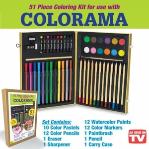Colorama 51 Piece Coloring Art Kit Markers Pencils Paint With Case - Picture 1 of 4