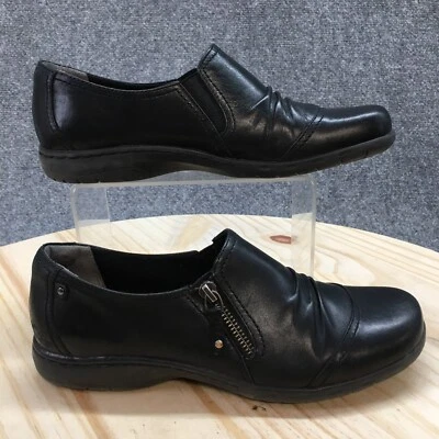 Rockport Shoes Womens 8 Cobb Hill Penfield Zip Loafer CG8629 Black Leather Flats - Image 1 of 4