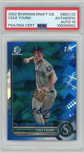 Cole Young Signed 2022 Bowman Draft Sapphire #BDC112 PSA 10 Auto 1st RC Mariners - Bild 1 von 2
