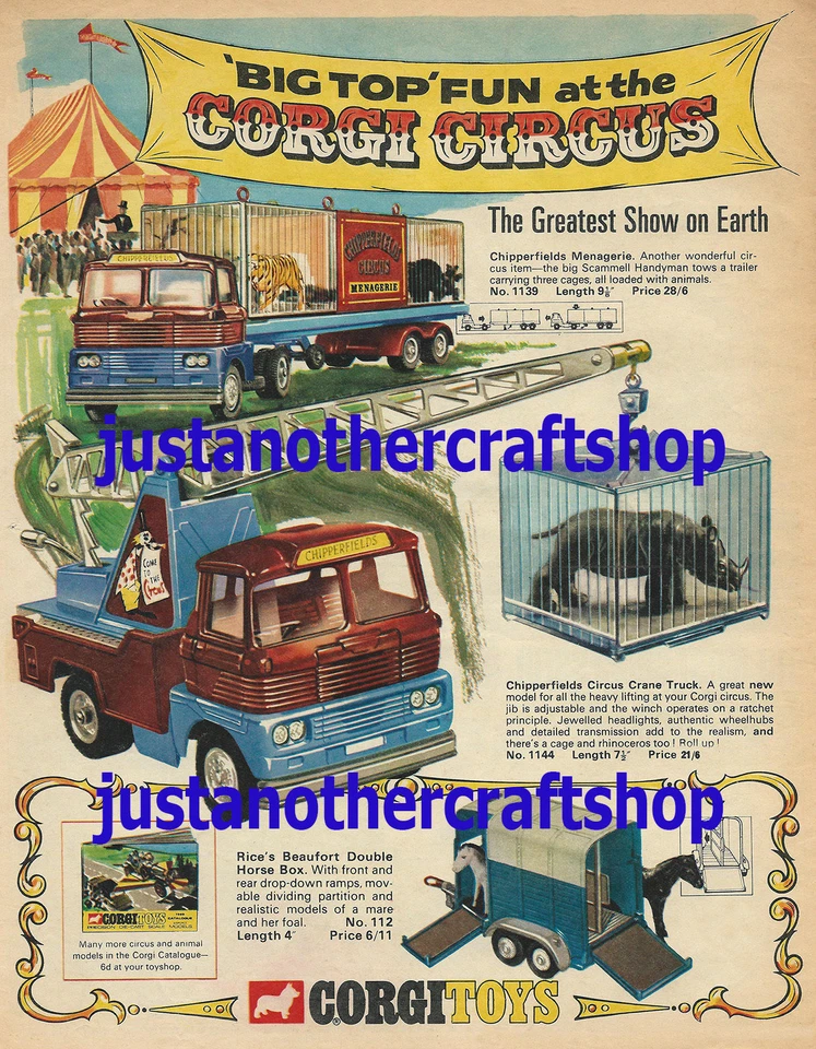 Corgi Toys 1139 1144 Chipperfields Circ er Advert Sign Leaflet from 1969 - Image 1 of 1