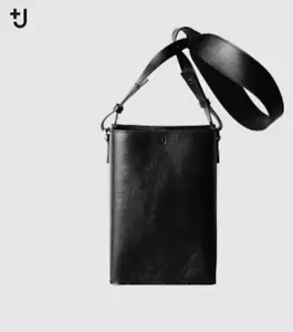 Uniqlo +J Jil Sander Leather Shoulder Bag Unisex Black Plain - Picture 1 of 11