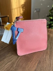 BNWT Anthropologie Purse Soft pebbled leather with Letter V - Picture 1 of 6