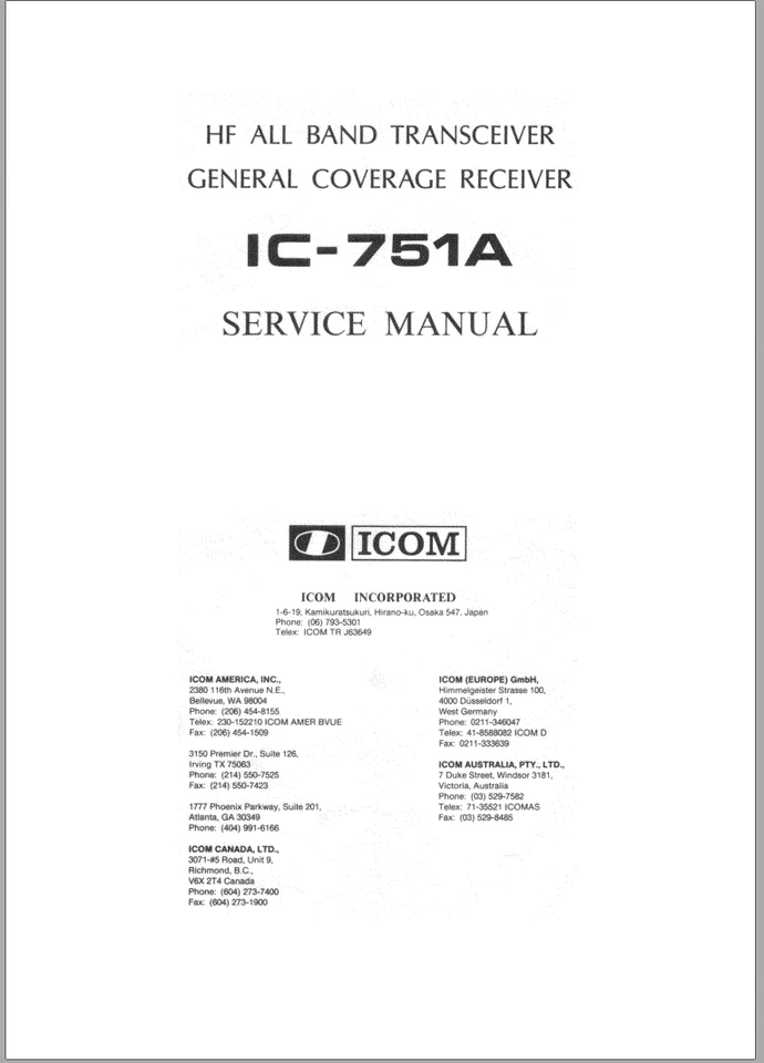 ICOM IC-751A Service Manual - Image 1 of 1