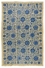4.7x7 Ft Brand New Uzbek Suzani Textile. Embroidered Silk & Cotton Wall Hanging